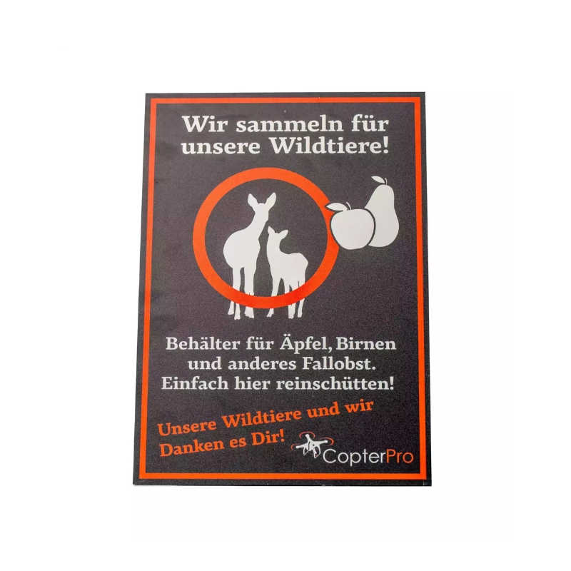 Copterpro – Signalschild ,,Sammeln für Wildtiere“