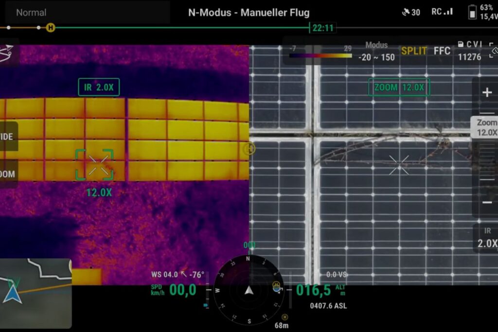 Wärmebild und Zoombild im Splitscreen